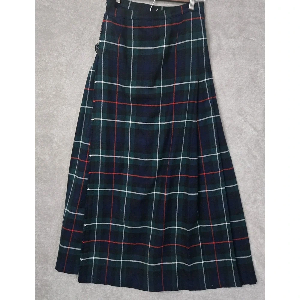 The Scotch House Skirt Womens‎ Size 14 Blue Tartan Plaid Pure Wool Kilt Scotland